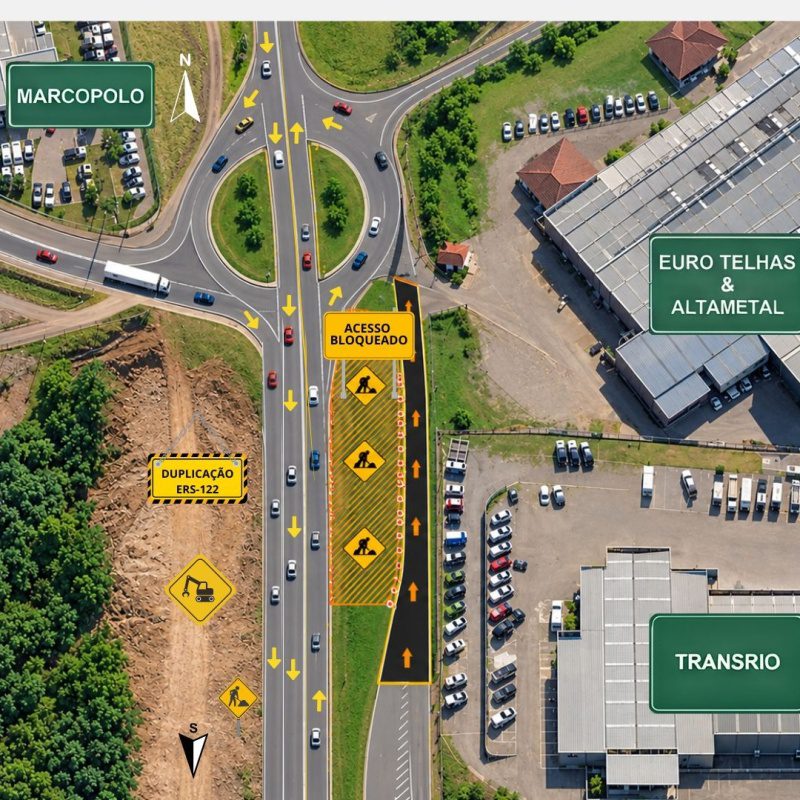 Construção de passarela na obra do Contorno Norte de Caxias inicia nesta terça-feira (27) e exige atenção dos motoristas